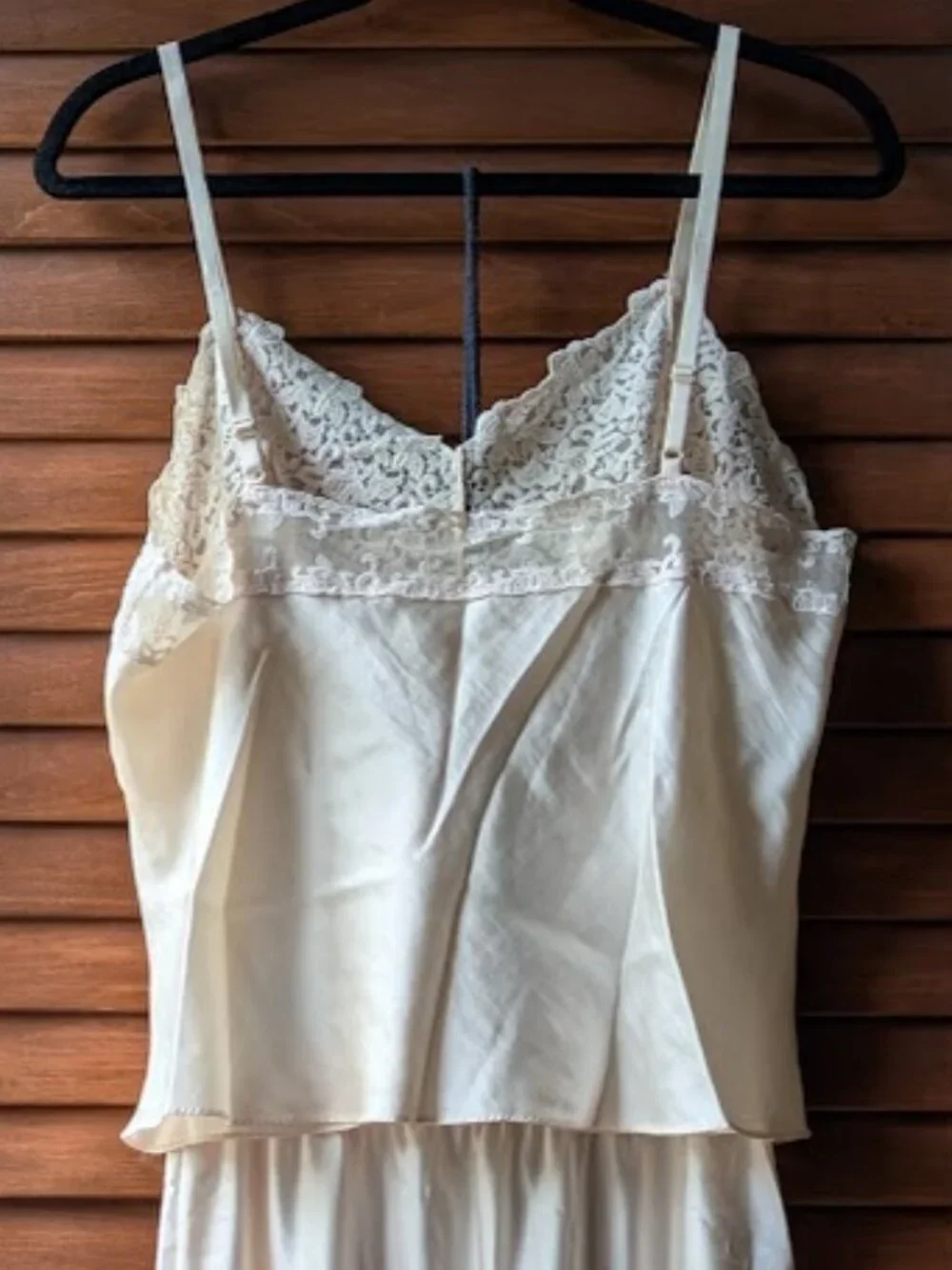 Vtg Wacoal Lingerie Silky Satin Camisole Tapestry Lace Light Beige Sz: Large